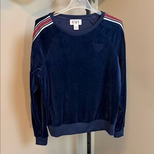 EV1 Women's Size Medium Navy Sweater with Red and White Accents